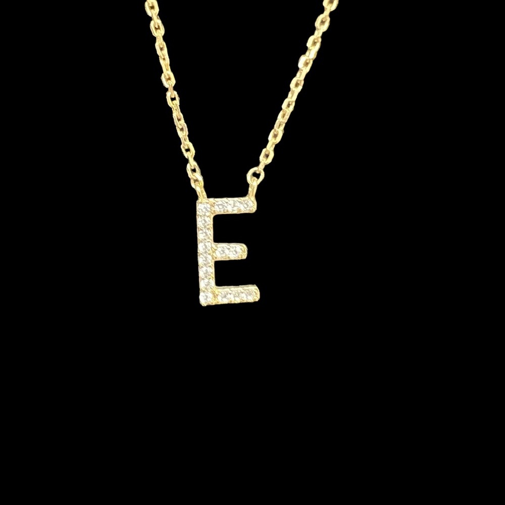 Banana Republic Goldtone CZ “E” Necklace NWT